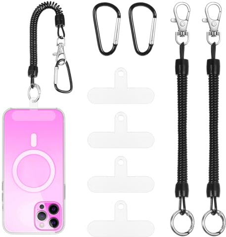 Sibba 2 x mobiltelefonband anti-stöld fjäderrem med 4 lappar universella anti-fall telefonband band band band stretchiga remmar för alla smartphones utomhus vandring fiske cykling skidåkning svart