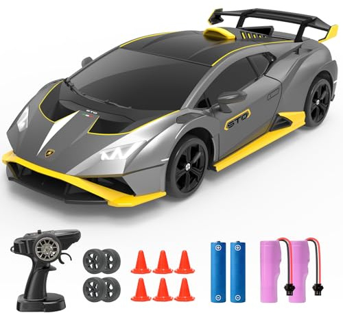 YONCHER Macchina Telecomandata, RC Drift Car per Bambini, Lamborghini con licenza ufficiale, 1:24 20KM/H 4WD Macchine Telecomandate, Radiocomandata Auto per Adulta