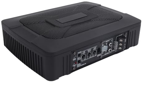 Tbest Subwoofer Alimentato Sotto il Sedile Amplificatore Integrato per Auto Sottile Attivo 6x9 Pollici 150 W RMS 600 W di Picco Design Ultra Sottile per Audio Alluminio Nero