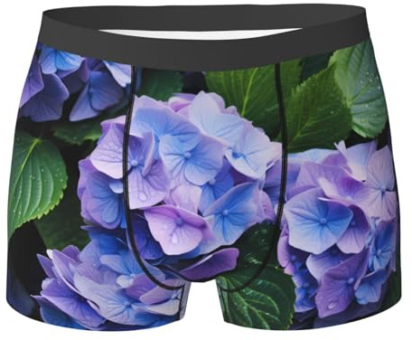 WBQLSL Boxer imprimé hortensia en fleur – Confortable pour la maison, les trajets et le sport, Noir , XXL
