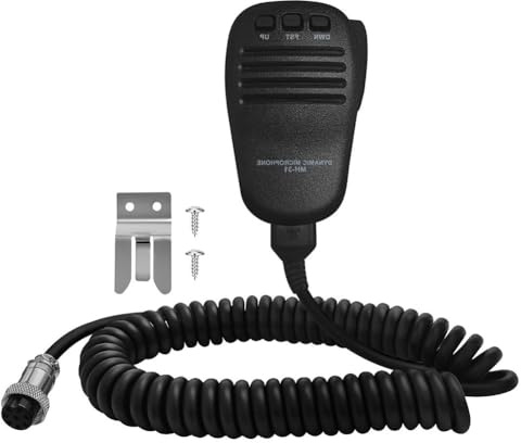 Gettimore Microphone à main pour modèle Yaesu FT-847 FT-920 FT-990 FT-DX5000 FT-DX9000, MH-31B8 avec connecteur 8 broches, câble spirale en TPU (15 m étiré), coque en plastique ABS, grand bouton PTT