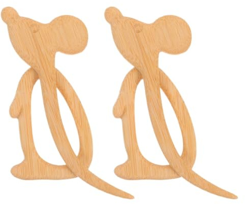 Kisangel 2 Pièces Broche Vintage en Bambou à Motif Souris pour Femmes, Accessoire Élégant et Polyvalent pour Écharpes et Châles Lors D'occasions Spéciales