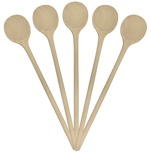 GRILLPLANET 10 Stück Kochlöffel Holz 25 cm rund (Hartholz Buchenholz) Back-Löffel, Koch-Löffel Holzkochlöffel Set unbehandelt geeignet für Pfannen, Gulaschkessel und Kochtöpfe