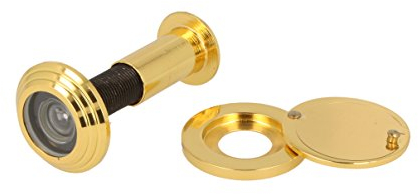 MS Beschläge Türspion Türgucker Sicherheit Feuerschutz-Türblick Haustürspion für Türstärke 55mm - 80mm Glaslinse feuerfest Sichtschutz-Abdeckung Türüberwachung ø14mm (Gold Optik)