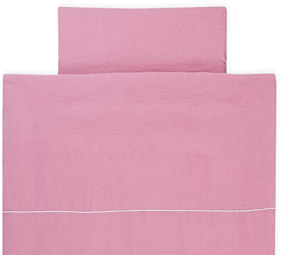 KraftKids Bettwäsche-Set Musselin rosa aus Kopfkissen 40 x 60 cm und Bettdecke 135 x 100 cm, Bettbezug aus Baumwolle, handgearbeitete Bettwäsche gefertigt in der EU