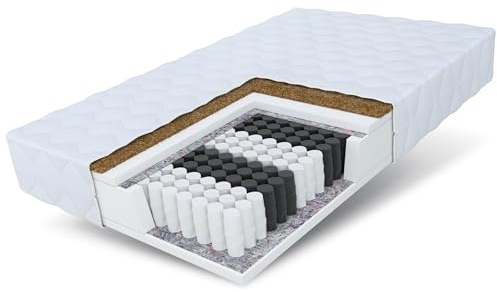 FDM Matratze 80x200 cm Härtegrad H3 H4 Höhe 17 cm Taschenfederkernmatratze Kokosfaser-Einlage Polyurethan-Schaum 7 Komfortzonen mit Hypoallergenem Waschbarem Premium-Bezug Oeko-Tex Home Plus