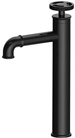 VOMI Robinet Salle Bain, Vintage Industrie Style Haut Robinet lavabo, Chaude et Froide Réglable de Mitigeur lavabo, Rétro Steampunk Robinet de Levier Monotrou Vasque, Laiton Robinetterie, Noir