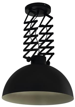 EGLO Pendelleuchte Donington, 1 flammige Deckenlampe Vintage, Industrial | Retro, Hängeleuchte aus Stahl in Schwarz, Creme, Wohnzimmerlampe, Deckenleuchte mit E27 Fassung, höhenverstellbar