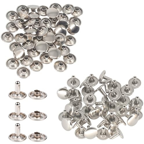 Trimming Shop Double Capuchon Clous Or Rose Tubulaire Rivets pour Sacs, Ceintures, Maroquinerie, Chien Col, Couture, Décoration, Chaussures, Vêtements Réparation - Argent, 4mm