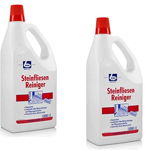 2 x DR. BECHER Steinfliesen Reiniger | in 2L Trageflasche | Fliesenreiniger | kraftvoller Oberflächen-Reiniger mit Pflegeeigenschaften | plus Gratis Thank You Aufkleber