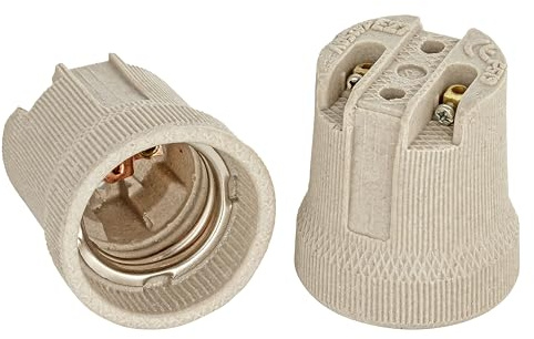 ISOLATECH 2x E27 Keramikfassung (max.250V/4A) | Für LED- und Energiesparlampen, Hitzebeständig, Geeignet für Küche, Kühlschrank, Badezimmer und Deckenleuchten