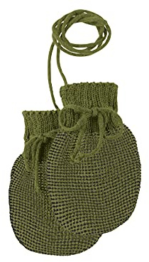 Disana STRICK-HANDSCHUHE, 100% Bio-Merinowolle GOTS, IVN Best | mit gestrickter Kordel | Newborn Neugeborene Baby Unisex | Baby Erstausstattung | Made in Germany