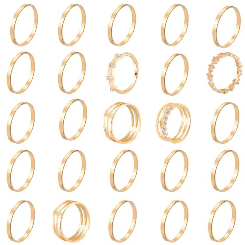 ONESING 25 Pcs Knuckle Rings for Women Stackable Rings Set Vintage Joint Finger Gold Rings for Women Men