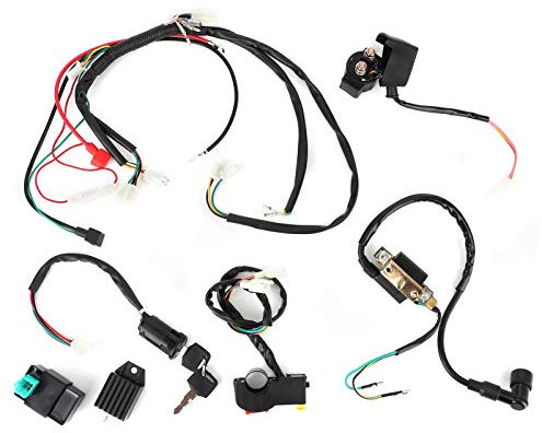 Yuecoom Kit de faisceau de câblage de moteur de démarrage électrique de moto, faisceau de câblage de moteur en PVC ABS adapté pour 50 cc 110 cc 125 cc PIT Quad Dirt Bike ATV