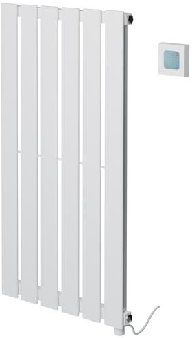 King White Electric Vertical Radiator 850mm (h) x 440mm (w) - 300w Thermostatic Element (Pre-Filled)