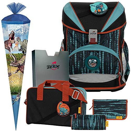 Big REX - Dinosaurier - DerDieDas ErgoFlex Buttons Schulranzen-Set 6tlg. - SCHULTÜTE GRATIS DAZU