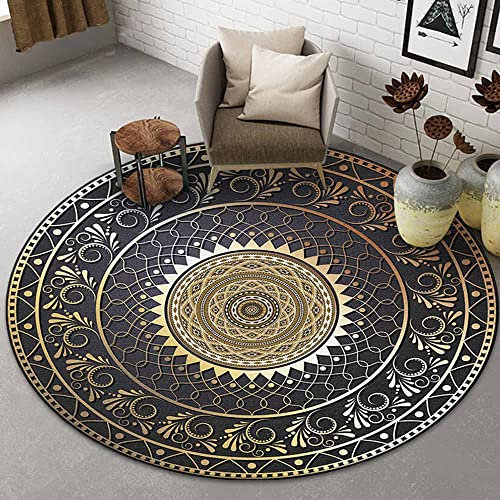 Vintage Baumwollteppich Waschbar Rund Boho Teppich Rund Grau 120 cm Wohnzimmerteppich Groß Flachgewebe Teppich Baumwolle für Schlafzimmer,A,∅ 80cm