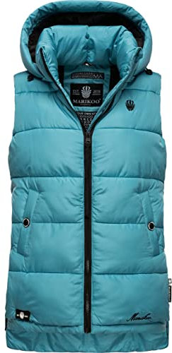 MARIKOO Damen warme Winter Steppweste mit Kapuze Zarinaa Misty Blue Gr. XS