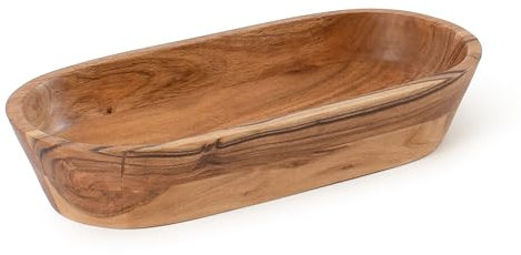Cuenco de madera para masa, cuencos decorativos hechos a mano para decoración del hogar, baño, encimera de cocina y más, cuenco grande de madera de acacia para cosméticos, llaves y otros Knick Knacks