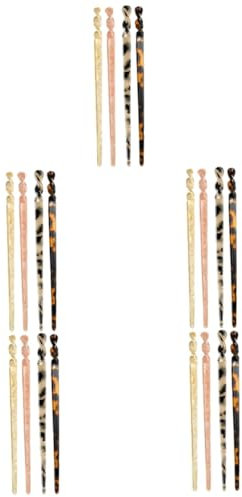 Amosfun 20pcs Tortoise Shell Hair Pin for Women Retro Hair Stick Bun Holder Acetate