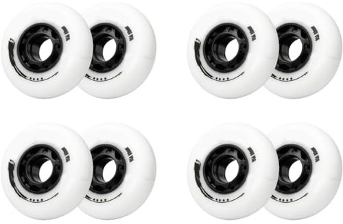 SZAJOR Inline-Skate-Räder, 72 mm/76 mm/80 mm, Ersatz-PU-Räder, Härte 82A, für Outdoor/Indoor, ohne Lager, 8 Stück,Weiß,72mm
