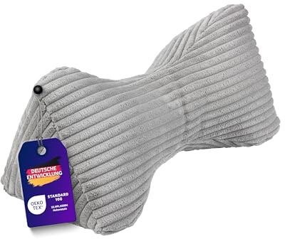 Traumnacht Cozy Leseknochen Kissen 40 x 20 cm, Nackenkissen & Lesekissen aus Lincoln-Kord, weich & waschbar, grau, Öko-Tex Zertifiziert, hergestellt nach deutschem Qualitätsstandard