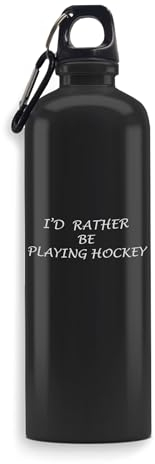 Bouteille d'eau de sport avec gravure « I'd Rather Be Playing Hockey » - Grande capacité