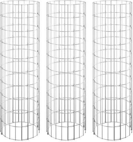 Parterre surélevé en Gabion, jardinière en Cage à Pierre, Lit Surélevé à Gabion, Parterre de Fleurs Jardin Terrasse Extérieur Jardinière, Panier à Pierres, circulaire 3 pcs Acier galvanisé Ø30x100cm