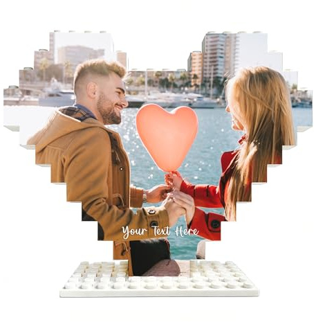 Personalised Puzzle Building Block Puzzles Picture Block Jigsaw Puzzle Personalised Photo Gifts for Women Men Custom Photo Gifts for Valentines Day Christmas Birthday Anniversary Wedding (Heart)