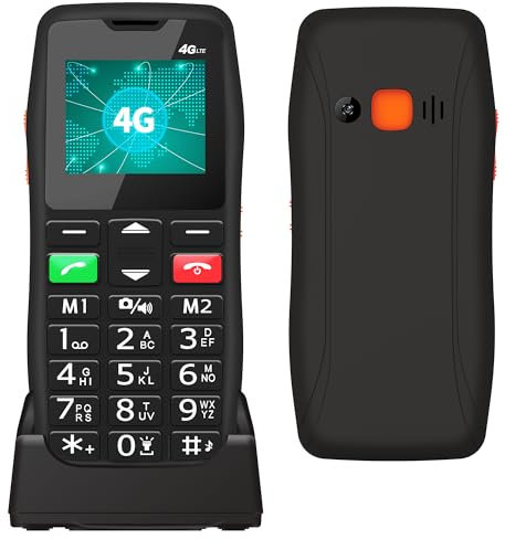 Melefon 4G Mobile Phone for Elderly, Easy to Use Big Button Basic Cell Phone, Unlocked Senior Mobile Phone with Speed Dial SOS Emergency Button Large Volume Torch USB-C Charging Dock - D105