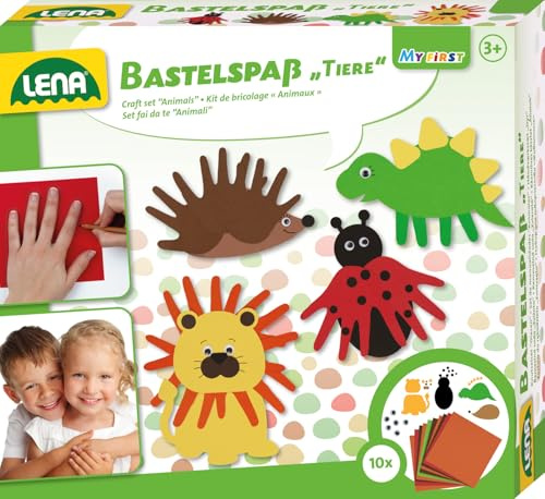 Lena 42620 Bastelspaß Tiere, Faltschachtel, Mehrfarbig