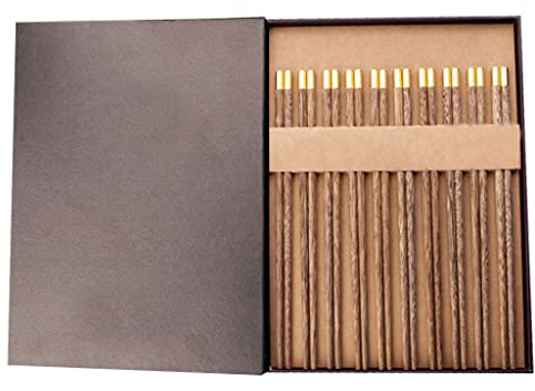 Set regalo di bacchette riutilizzabili in legno con custodia, bacchette per sushi giapponesi, bacchette cinesi di lusso in legno naturale, bacchette antiscivolo, bacchette lavabili in lavastovig