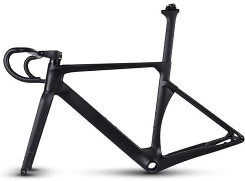 700C Rennrad-Rahmen aus Kohlefaser, 49/52/54/56/59 cm, Rennradrahmen für Erwachsene, Scheibenbremse, Steckachse 142 x 12 mm, interne Führung, mit Carbongabel, integriertem Carbon-Lenker