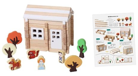 EHJRE DIY Hausbausteine Montessori Stapelblöcke Kinderkonstruktionsspielzeug, 75 Stück