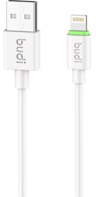BUDI - 1m/3ft USB-A to Lightning Charge/Sync Cable - 2.4A Fast Charge Charging Durable Plug Electronic Cellphone Smartphone Charger Mobile - White