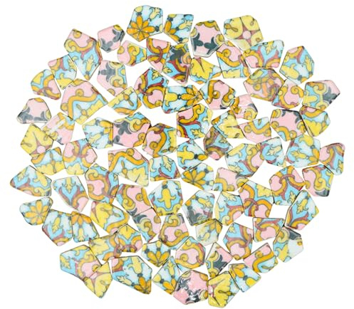 Yuvori 0,5 kg moderne abstrakte geometrische unregelmäßige Porzellan-Mosaikfliesen, DIY, handgefertigt, Badezimmer, Wohnzimmer, Küche, Backsplash, Outdoor (07, Medium)