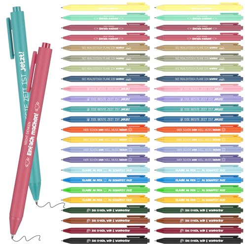 Nezyo 48 Stück Kugelschreiber mit Motivationsspruch Abschiedsgeschenk, 48 | Dankeschön Stift für Schüler, Kollege und Lehrer, Glücksstift zur Prüfung, Abschlussgeschenk für Erzieher und Mitarbeiter