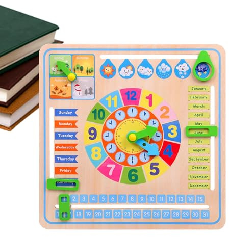 Premium Wooden Learning Clock & Calendar for Kids | Interactive Preschool Educational Toy for Time & Date Learning | Ideal for Boys & Girls, Perfect for Home & Classroom Use