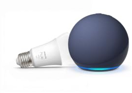 Echo Dot (Newest gen) with Alexa+, Deep Sea Blue + Philips Hue White Smart Light Bulb LED (E27), Voice-Control Smart Lighting Bundle