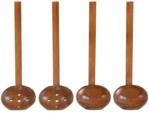 Keuyeo Cuillère À Soupe en Bois Fabriquée À Main, Passoire À Louche Ramen Japonaise, Cuillère À Marmite Chaude en Bois, Outil De Cuisine 4 Pièces