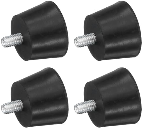 QUARKZMAN 4 Stück Gummikonische Vibrationsisolatoren Montage Stoßdämpfer, 1,18 x 0,79 Gummifüße mit M6 x 12mm Bolzen für Luftkompressoren Garagenmotor Dieselmotoren, Schwarz