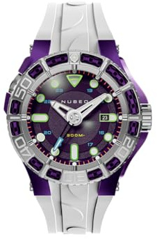 Nubeo Manta NB-6120-08 - Orologio automatico da uomo, 50 mm, edizione limitata, con cinturino in silicone, Lavanda Mare