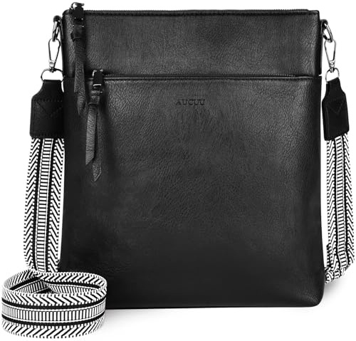 Aucuu Mittel Damen Umhängetaschen, Vegan Leder Damen Schultertasche, Große Crossbody Bag, Handtasche für Damen, Taschen Damen mit Verstellbar Abnehmbar Breiter Gurt