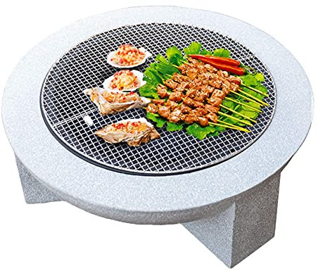 ZJFHEYUO Kleine Feuerstelle, Gartenfeuerstelle, Terrassenheizer im Freien, Grill, Campingschale, BBQ mit Schürhaken, Rost, Grill, Netzdeckel, Terrassenfeuerschale