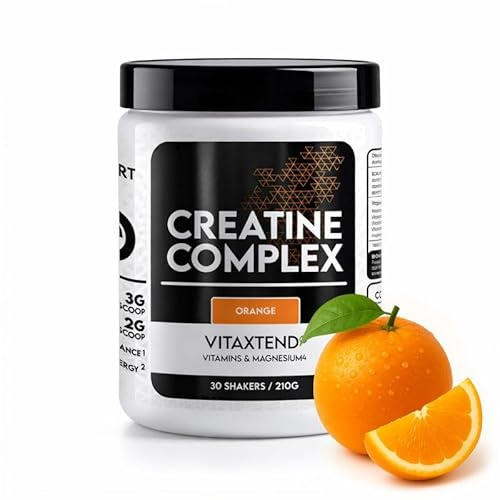 Créatine Complex VitaXtend – Créatine Monohydrate 3000mg – BCAA 2:1:1 – Magnésium & Vitamines B6, C, D3, E – Performance & Récupération Musculaire – Réduit la Fatigue – Poudre 210g – SportDiet