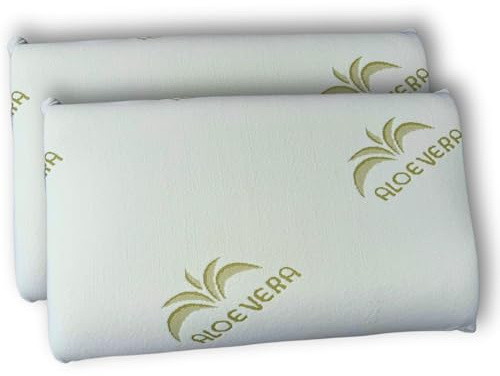 cuscini fiber - 2 Cuscino Cervicale per Dormire in Memory Foam con Fodera Aloe, Cervicale Collo Rimedi con Tecnologia a Doppia Onda, Guanciale in Morbido Memory Foam per Supportare il Collo 40x70