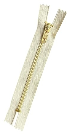 Jeans Reißverschluss Gold-Metall Reißverschlüsse 5mm (hellbeige, 20cm)
