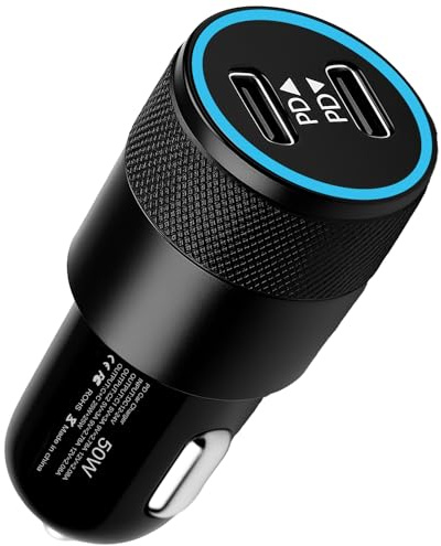 30W Chargeur Allume Cigare USB C, QC3.0 12V Double PD Chargeur Rapide Voiture Cigare USB C Adaptateur de VoitureType C Adaptateur Voiture Compatible avec Galaxy S23/S22/S21 Huawei Xiaomi