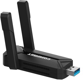 Adattatore Wifi 7 USB BE6500 di MMOBIEL – Tri-Banda (6/5/2.4GHz) 6452 Mbps Chiavetta WiFi con USB 3.0 & Antenna Esterna, WPA3, 4K-QAM, Plug & Play - Per Windows 11/10/Mac/Linux PC Desktop & Laptop