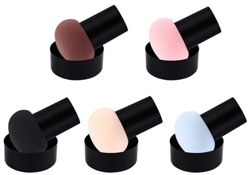 IWOWHERO 5 piezas Esponjas Forma de para Polvo Facial Flexibles y Duraderas Aplicadores Cosméticos Multifunción para Maquillaje Polvo Suelto y Compacto Uso Profesional y Doméstico